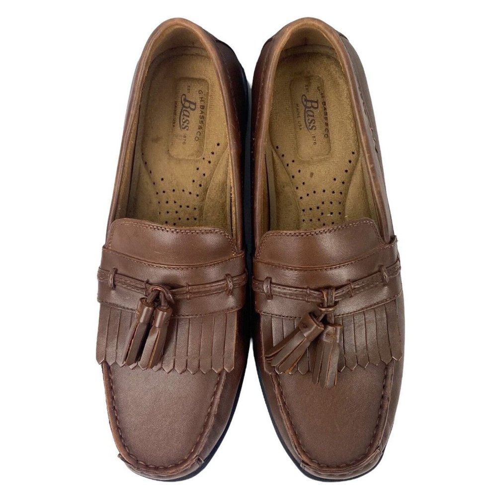 G.H. Bass Miguel Men's Brown Leather Tassel Slip On Cushion Loafers Size 8.5 M